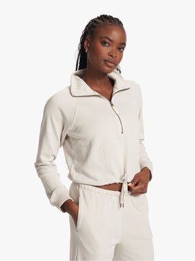 Vuori Sedona Half-Zip Pullover in Light Beige | Size: Xsmall